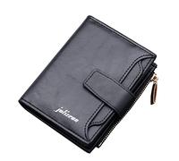 JPXXFM ID Short Wallet Solid Color Hasp Men Open Purse Multiple Card Slots Clutch Real Wallets for Men (Black, One Size)