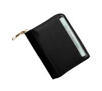 JPXXFM ID Short Wallet Solid Color Zipper Purse Multiple Card Slots Clutch Wallet (Black, One Size)