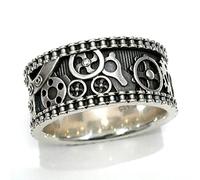JPXXFM Jewelery Men Handmade Gear Wheels Carved Finger Men/Women Antique Silver Hiphop Punk Party Personality Unisex Sc (F701 6)