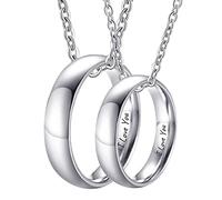 JPXXFM jewelry 2PCS Couple Engraved, Polished Best Friend Women, Stainless Steel Necklace, Length 50/ 60CM Decorations