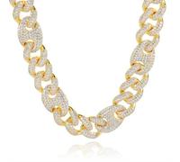 JPXXFM jewelry Accessories Extra Shiny Hip Hop for Men, Width 20mm Big Iced Out Chain, Solid Thick Mens Miami Cuban Link Necklace, 16-24 Inches Box Included Decorations