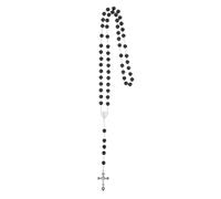 JPXXFM jewelry Black Glass Pearl Rosary Necklace for Women Jesus Cross Pendant Jewelry Elegant Spiritual necklace
