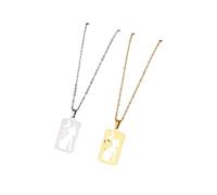 JPXXFM Jewelry Crescent Moon Cat Rectangle Pendant Necklace Stainless Steel Color Chain For Women Hers Cute Animal Jewelry Gift Fashion Trendy s Creative For Women And Men gift