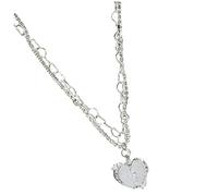 JPXXFM jewelry Heart Pendant Necklace for Women Double Layer Rhinestone Jewelry Stylish Neck Decoration necklace