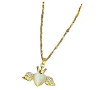 JPXXFM jewelry Minimalist Heart Necklace with Gemstone Decor Angel Wing Pendant Elegant Jewelry for Women necklace