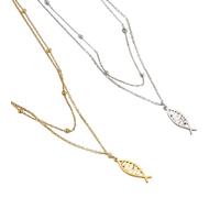 JPXXFM Jewelry New 2025 Arrival Christian Jesus Fish Pendant Necklaces For Women Double Layer Stainless Greek Ιχθυς Christian Religious Gift With For You Accessories Trendy Creative Gift Gift