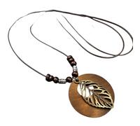 JPXXFM Jewelry New 2025 Arrival Vintage Wooden Owl Leaf Pendant Necklaces Ethnic Metal Hollow Leaves Necklaces Long Wax Rope Chain For Women Gifts With For You s Trendy Creative Gift gift