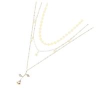 JPXXFM jewelry Three Layered Necklace for Women Adjustable Clavicle Chain with Vintage Rose Pendant necklace