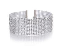 JPXXFM Jewelry Women Punk Hip Hop Bundle Element Mesh Choker Necklace Inlay Rhinestone Crystal cross Clasp Collar