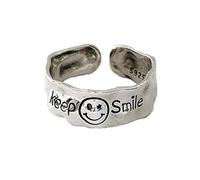JPXXFM Keep Smiling Vintage Women Ring Exquisite Simple Female Ring Jewelry Accessories Open Adjustment Anillos