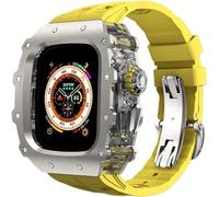 JPXXFM Kit de remplacement de bracelet en pour 9/8/7/6/5/4/SE, boîtier de montre de luxe en silicone, pour iWatch 44 mm, 45 mm, 49 mm Series