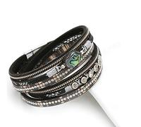 JPXXFM Leather Bracelet For Women,Multi-Layer Vintage Leather Bracelet Black Creative Abalone Shell Bracelet Zircon Magnet Buckle Bracelet Temperament Personalized Jewelry Personalized Clothing J