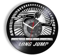 JPXXFM Long Jump Wall Clock Made Of Real Vinyl Record Track And Field Sports Measuring Ruler Wall Watch Gifts For Athletes Music