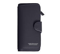 JPXXFM Long Solid Colour Zip Purse Multi Card ID Purse Clutch Wallets with Zipper (Black, One Size)