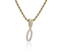 JPXXFM Men Chain Zircon Necklace 26 Capital Letter Pendants Jewelry 45cm Double Twist Chain
