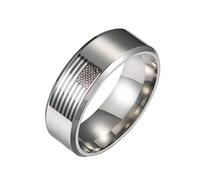 JPXXFM Men's Ring American Flag Pattern Stainless Steel Simple Men's Jewelry Stars and Stripes Couple Valentine's Day