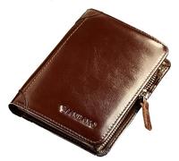 JPXXFM Men's Wallet Head Layer Cowhide Pocket Bagr Multi -Card Position Short Vertical Fixture, Coffee