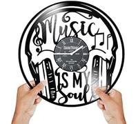 JPXXFM Music Wall Clock - Music Record Clock - Wall Clock Music - Headphones Clocks Music Vinyl Wall Clock Theme Notes Decor Record Clock Music Gift Art Black