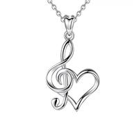 JPXXFM musical note pendant necklace heartbeat signal heart necklace women 925 fine jewelry with box