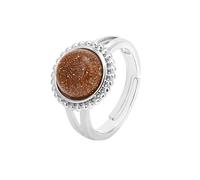 JPXXFM Natural stone round beaded lace personality ring white pine green aventurine opening adjustable creative men and all-match summer jewelry - 1 piece