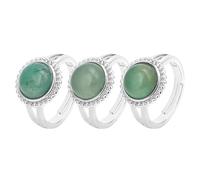 JPXXFM Natural stone round beaded lace personality ring white pine green aventurine opening adjustable creative men and all-match summer jewelry - 1 piece