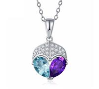 JPXXFM necklaces blue topaz amethyst 925 gems exquisite jewelry fashion pendant necklace women's pendants