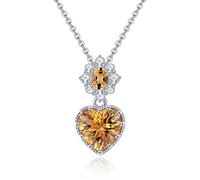JPXXFM necklaces fashion jewelry citrine ladies exquisite elegant heart pendant necklace women's pendants