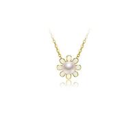 JPXXFM necklaces necklace daisy 925 freshwater pendant 5-6mm round pearl small clear clavicle chain women's pendants