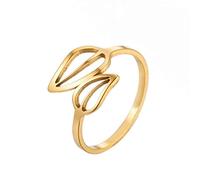 JPXXFM New stainless steel coconut tree leaf open ring ins cold wind simple female Korean version of geometric star lightning