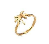 JPXXFM New stainless steel coconut tree leaf open ring ins cold wind simple female Korean version of geometric star lightning