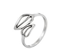JPXXFM New stainless steel coconut tree leaf open ring ins cold wind simple female Korean version of geometric star lightning