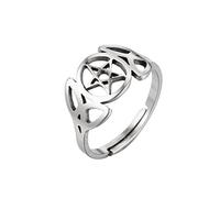 JPXXFM New stainless steel coconut tree leaf open ring ins cold wind simple female Korean version of geometric star lightning