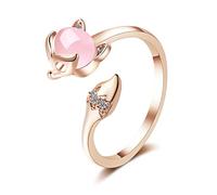 JPXXFM Open ring female Korean version fresh inlaid zircon fox ring temperament synthetic opal index finger ring female
