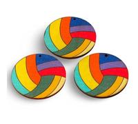 JPXXFM Ornaments 10pcs Colorful Wooden Sport Ball Pendants Football Rugby Charms for Making Necklace D.I.Y s Supplies Sculpture