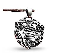JPXXFM Ornaments Punk Vintage Nordic Celtic Knots Pendant Stainless Steel Viking Valknut Necklaces For Men Amulet Jewelry Gifts, No Gemstone Sculpture