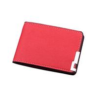 JPXXFM Passport Wallet for Men Neck ID Short Wallet Solid Color Purse Card Slots Drivers License Cover Clutch Checke Wallet (Red, One Size)