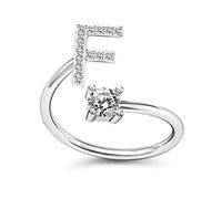JPXXFM Pave CZ Adjustable 26 Initial Letter Ring For Women Simple Elegant Jewelry Friendship Gift