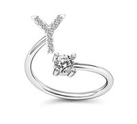 JPXXFM Pave CZ Adjustable 26 Initial Letter Ring For Women Simple Elegant Jewelry Friendship Gift