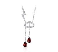 JPXXFM Pendant Red Garnet Ladies Cloud Rain Lightning Pendant Ladies Fashion Elegant Handmade