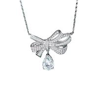 JPXXFM Plated Pear White Sapphire Pendant Necklaces Sterling Silver Butterfly Series Jewelry