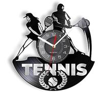 JPXXFM Playing Tennis Decorative Cut Wall Clock Tennis Pat Ball Games Sports Wall Watch Vinyl Art Athletes Gift Music