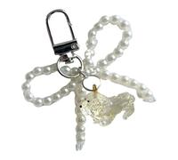 JPXXFM Practical Clear Dog Keychain Charm Pendant With Sturdy Pearls Bowknot Canine Jewelry Accessory Jewelry