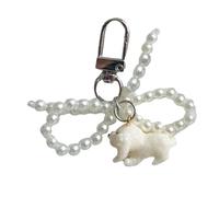 JPXXFM Practical Clear Dog Keychain Charm Pendant With Sturdy Pearls Bowknot Canine Jewelry Accessory Jewelry
