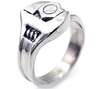 JPXXFM Punk 316L Stainless Steel Silver Color Biker Mechanic Wrench Screw Style Tools Ring Jewelry For Men Punk Rings Jewelry