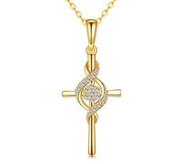JPXXFM Real Cross Infinity/Angel Wings Necklace, Delicate Pendant Gifts For Women Mom Lover, Wedding Valentines Day Christmas Gift Jewelry