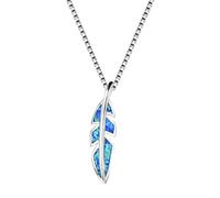 JPXXFM red/blue/green fire opal leaf pendant necklaces for women feather jewelry female chain wedding necklace