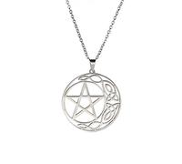 JPXXFM Religious Pentagram Pendant Hip-Hop Stainless Steel Hollow Cut Off Amulet Present