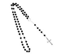 JPXXFM Religious Rosary Necklace For Women And Men - 1Pc Catholic Cross Rosary Beads Pendants Religious Round Crystal Bead Necklace, Mary Jesus Cross Pendant Long Beads