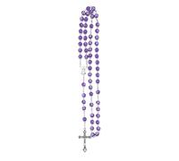JPXXFM Religious Rosary Necklace For Women And Men - 1Pc Catholic Cross Rosary Beads Pendants Religious Round Crystal Bead Necklace, Mary Jesus Cross Pendant Long Beads