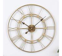 JPXXFM Retro Wall Clock, Silent Non Ticking Vintage Large Black Wall Clock with Roman Numerals, for Living Room Garden Bedroom Kitchen Office Lounge Hotel Garden Decor 60CM Retro color Decoration